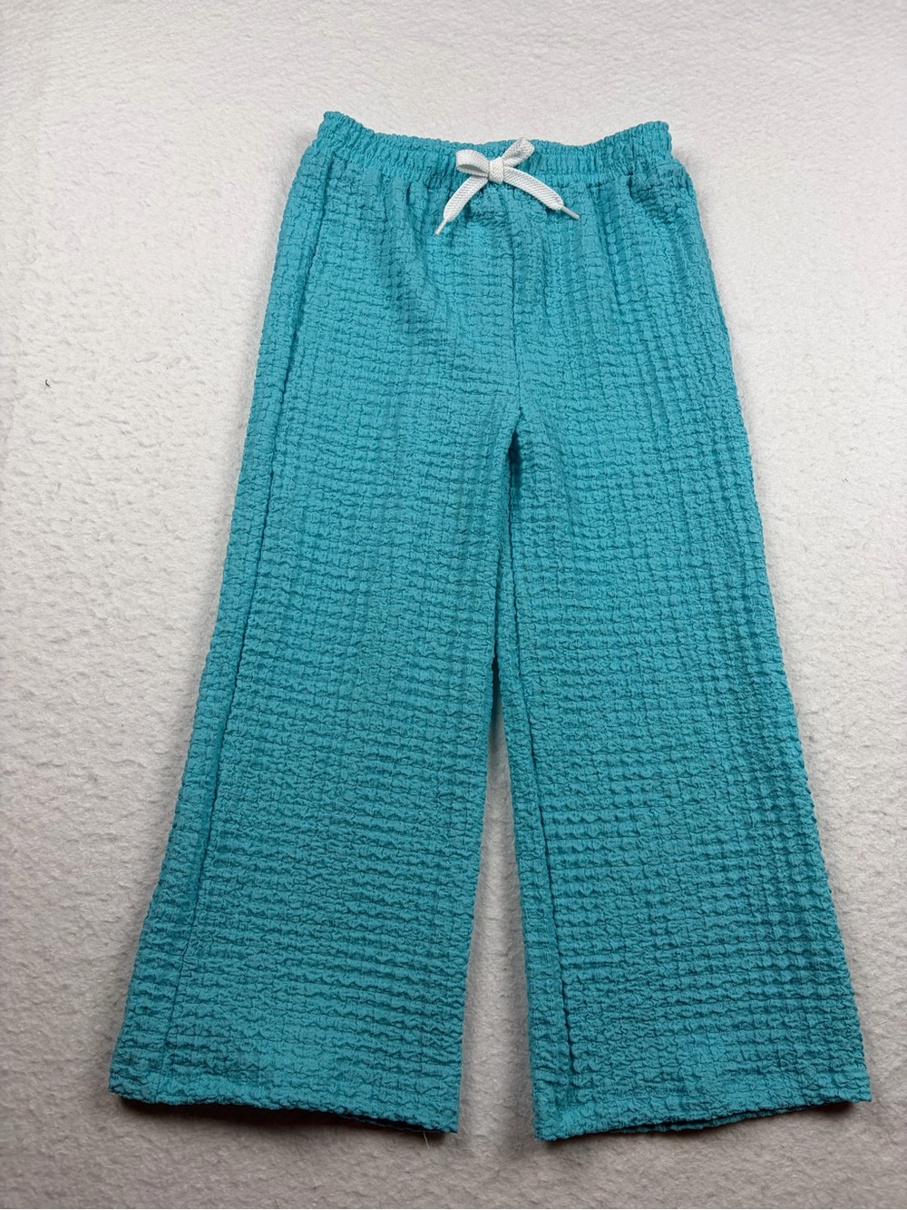 Nicole Miller Kids Teal Waffle Knit Wide Leg Lounge Pants‎ Size 4